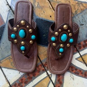 Vintage 2000s Miu Miu bohemian slip on sandals